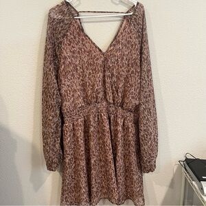 Rokoko size 2X tan and brown multicolor loose fitting elastic waist dress